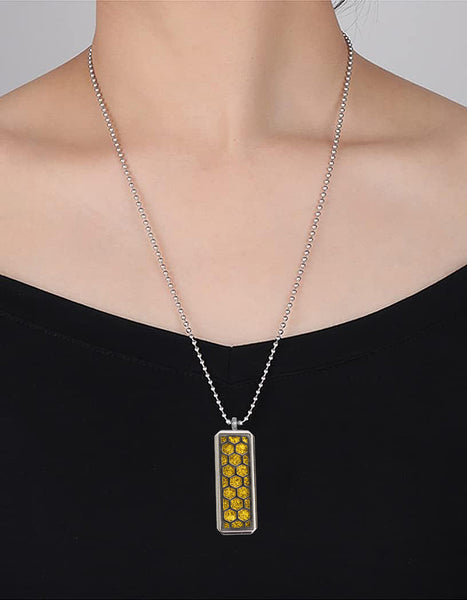 Just Aroma 08B04 Unisex Essential Oil Aromatherapy Titanium Locket Pendant Diffuser Necklace - Honeycomb
