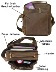 Fino 5207-A Unisex Full Grain Genuine Leather Crossbody/ Sling Bag