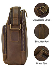 Fino 5207-A Unisex Full Grain Genuine Leather Crossbody/ Sling Bag