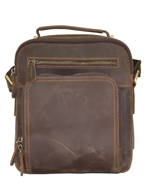 Fino 5207-B Unisex Full Grain Genuine Leather Sling/ Crossbody Bag