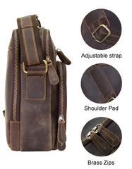 Fino 5207-B Unisex Full Grain Genuine Leather Sling/ Crossbody Bag