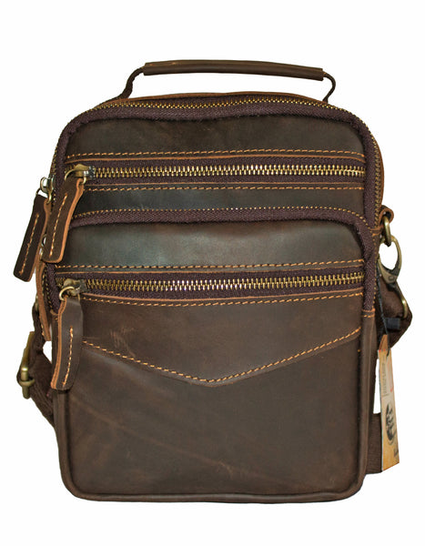 Fino 6592-3 Unisex Full Grain Genuine Leather Sling/ Shoulder Bag