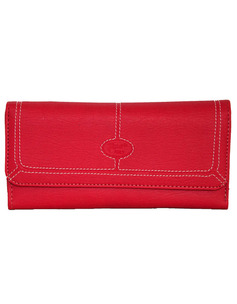 Fino 916-765 Faux Leather Edge Stitched Long Card Holder Purse
