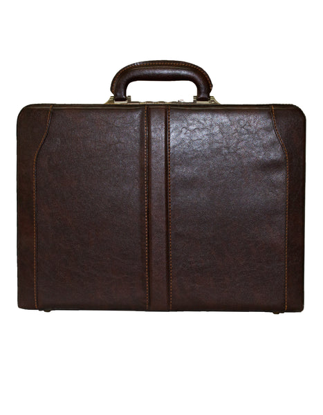 Fino C12-04 Faux Leather Briefcase with Snap Combination Lock - Brown