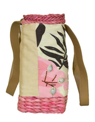 Fino CJK-05050 Straw /Canvas Bag with Front beading pattern