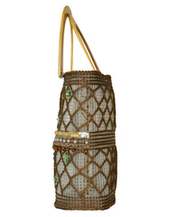 Fino CJK-05074 Straw Beach Bag with Wooden Handles