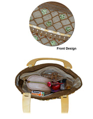 Fino CJK-05074 Straw Beach Bag with Wooden Handles