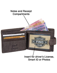 Fino DWS-806S Genuine Leather Wallet with SD Card Holder & Box - Dark Brown