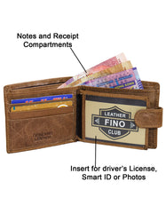 Fino DWS-810 Genuine Leather Bifold Card Wallet with SD Card Holder & Box