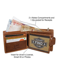 Fino DWS-811 Genuine Leather Bifold Card Holder Wallet with SD Card Holder & Box