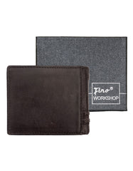 Fino DWS-819S/RYO Genuine Leather Cow Skin Card Wallet with Box - Dark Brown