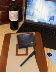 Fino DWS-819S/RYO Genuine Leather Cow Skin Card Wallet with Box - Dark Brown