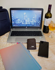 Fino DWS-823 Genuine Leather Logo Design Slim Trifold Wallet with Box