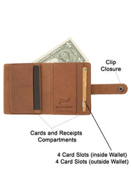 Fino DWS-829 Genuine Leather Compact Bifold Card Holder Wallet with Box