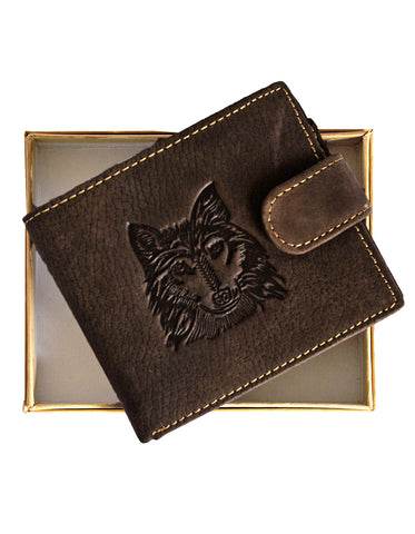 Fino DWS-83071S Genuine Leather Embossed Card Wallet with SD Card Holder & Box