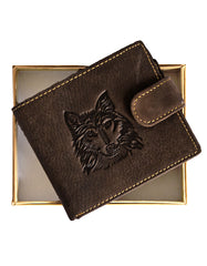 Fino DWS-83071S Genuine Leather Embossed Card Wallet with SD Card Holder & Box