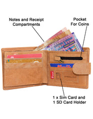 Fino DWS-8703 Genuine Leather Unique Stitched SD Card Holder Wallet with Box
