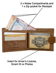 Fino DWS-8705 Genuine Leather Bifold Card Wallet with SD Card Holder & Box
