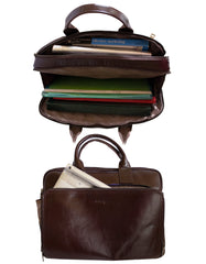 Fino FN8809 Unisex Business Genuine Leather Messenger/ Briefcase - Brown