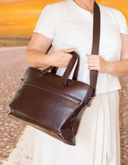 Fino FN8811 Unisex Genuine Leather Unisex Business Messenger/ Briefcase - Brown