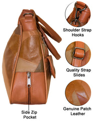 Fino GW-16040 Multi-Compartment Genuine Patch Leather Hand & Shoulder Bag