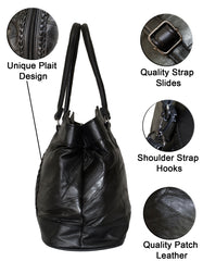 Fino GW-80010 Genuine Patch Leather Edge Plait Design Hand & Shoulder Bag