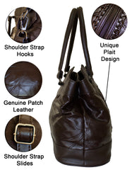 Fino GW-80010 Genuine Patch Leather Edge Plait Design Hand & Shoulder Bag