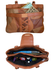 Fino GW-80182 Multi-Compartment Genuine Patch Leather Hand & Shoulder Bag