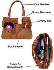 Fino GW-80753 Genuine Patch Leather Multi-Compartment Mama Shoulder Bag