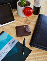 Fino GX-063 Genuine Leather Stitch Design Wallet with Box - Coffee