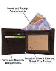 Fino GX-W206 Genuine Leather Waxed Card Wallet with Box - Coffee