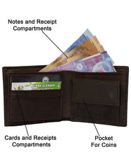 Fino GX-W206 Genuine Leather Waxed Card Wallet with Box - Coffee