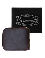 Deluxell GX-W322 Genuine Leather Bifold Rhino Zip Around Wallet with Box