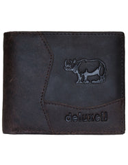 Deluxell GX-W326 Genuine Leather Bifold Rhino Embossed Card Wallet with Box