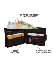 Fino HL-1333 Genuine Leather Laser Script Wallet with SD Card Holder & Box