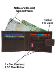 Fino HL-1340 Genuine Leather Card Holder Wallet with SD Card Holder & Box