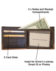 Fino HL-523 Italian Top Grain Genuine Leather Card Wallet with Box