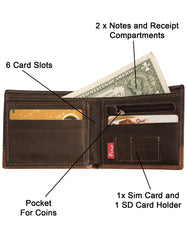 Fino HL-523 Italian Top Grain Genuine Leather Card Wallet with Box