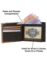 Fino HL-742 Genuine Leather Embossed Card Wallet with SD Card Holder & Box
