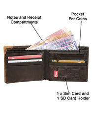 Fino HL-742 Genuine Leather Embossed Card Wallet with SD Card Holder & Box