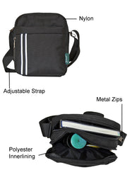 Fino HY-3923 Unisex Water-Resistant Nylon Shoulder/ Crossbody Bag
