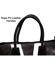 Fino SK-6114 2 In 1 Maxi Faux Leather Tote Bag- Black