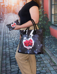 Fino SK-6114 2 In 1 Maxi Faux Leather Tote Bag- Black