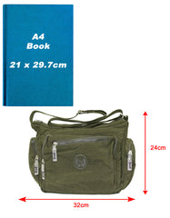 Fino SK-7741 Nylon Shoulder/ Crossbody Waterproof Ultra-Light Crinkle Bag