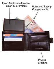 Fino SK-BK011 Top Grain Italian Leather Wallet with Box - Coffee