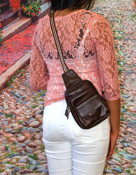 Fino SK-GT202 Unisex Mini Top Grain Genuine Leather Crossbody Bag