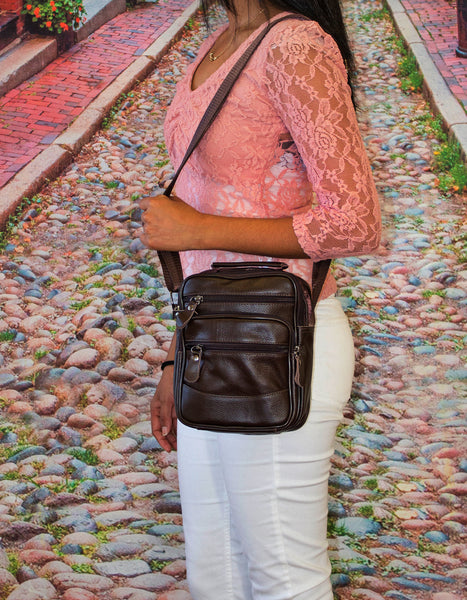 Fino SK-GT206 Unisex Top Grain Genuine Leather Crossbody Bag