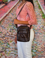 Fino SK-GT206 Unisex Top Grain Genuine Leather Crossbody Bag