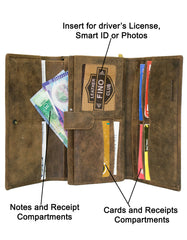 Fino SK-LV1316 Full Grain Genuine Leather Card Holder Tri-Fold Long Purse