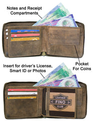 Fino SK-LV13H1 Full Grain Genuine Leather Men’s Zip Around Wallet